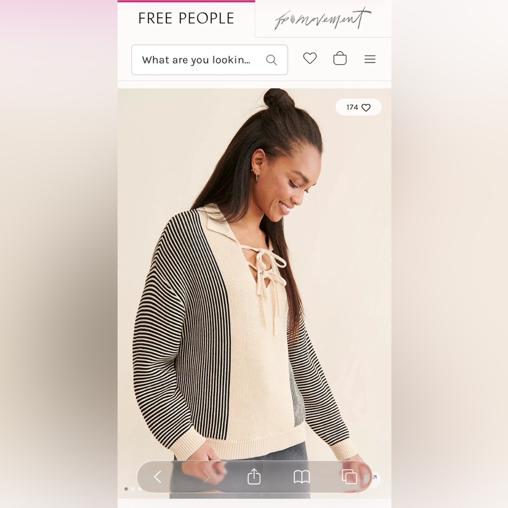 Free People x Found Women’s Striped Black and Cream Sweater SIZE S